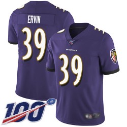Limited Men's Tyler Ervin Purple Home Jersey - #39 Football Baltimore Ravens 100th Season Vapor Untouchable