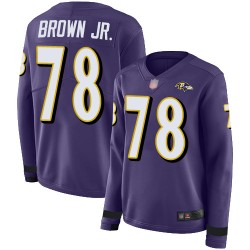 Limited Women's Orlando Brown Jr. Purple Jersey - #78 Football Baltimore Ravens Therma Long Sleeve