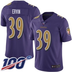Limited Men's Tyler Ervin Purple Jersey - #39 Football Baltimore Ravens 100th Season Rush Vapor Untouchable