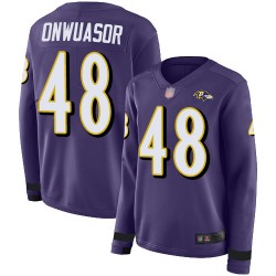 Limited Women's Patrick Onwuasor Purple Jersey - #48 Football Baltimore Ravens Therma Long Sleeve