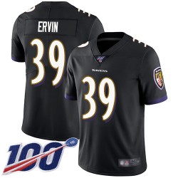 Limited Men's Tyler Ervin Black Alternate Jersey - #39 Football Baltimore Ravens 100th Season Vapor Untouchable