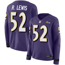 Limited Women's Ray Lewis Purple Jersey - #52 Football Baltimore Ravens Therma Long Sleeve