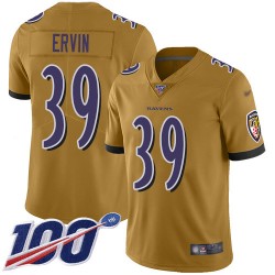 Limited Men's Tyler Ervin Gold Jersey - #39 Football Baltimore Ravens 100th Season Inverted Legend