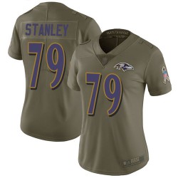 Limited Women's Ronnie Stanley Olive Jersey - #79 Football Baltimore Ravens 2017 Salute to Service