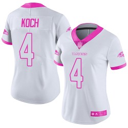 Limited Women's Sam Koch White/Pink Jersey - #4 Football Baltimore Ravens Rush Fashion