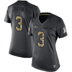 Limited Women's Robert Griffin III Black Jersey - #3 Football Baltimore Ravens 2016 Salute to Service