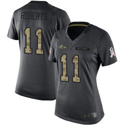 Limited Women's Seth Roberts Black Jersey - #11 Football Baltimore Ravens 2016 Salute to Service