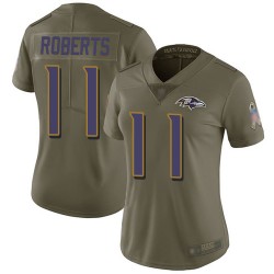Limited Women's Seth Roberts Olive Jersey - #11 Football Baltimore Ravens 2017 Salute to Service