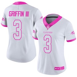 Limited Women's Robert Griffin III White/Pink Jersey - #3 Football Baltimore Ravens Rush Fashion
