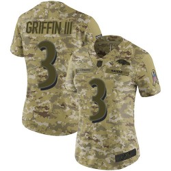 Limited Women's Robert Griffin III Camo Jersey - #3 Football Baltimore Ravens 2018 Salute to Service
