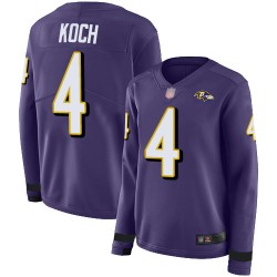 Limited Women's Sam Koch Purple Jersey - #4 Football Baltimore Ravens Therma Long Sleeve