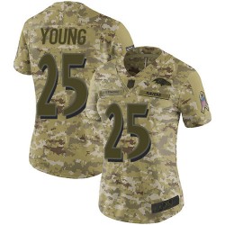 Limited Women's Tavon Young Camo Jersey - #25 Football Baltimore Ravens 2018 Salute to Service