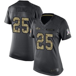 Limited Women's Tavon Young Black Jersey - #25 Football Baltimore Ravens 2016 Salute to Service