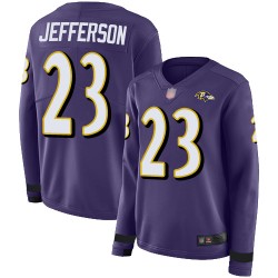 Limited Women's Tony Jefferson Purple Jersey - #23 Football Baltimore Ravens Therma Long Sleeve