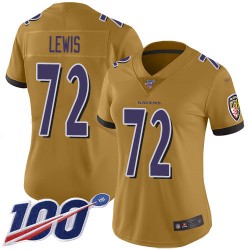 Limited Women's Alex Lewis Gold Jersey - #72 Football Baltimore Ravens 100th Season Inverted Legend