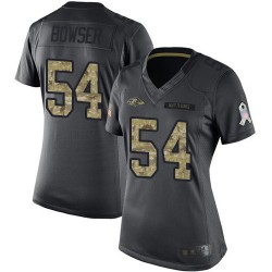 Limited Women's Tyus Bowser Black Jersey - #54 Football Baltimore Ravens 2016 Salute to Service