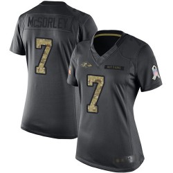 Limited Women's Trace McSorley Black Jersey - #7 Football Baltimore Ravens 2016 Salute to Service