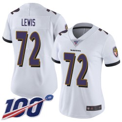 Limited Women's Alex Lewis White Road Jersey - #72 Football Baltimore Ravens 100th Season Vapor Untouchable