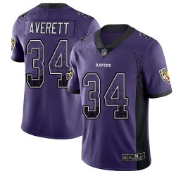 Limited Youth Anthony Averett Purple Jersey - #34 Football Baltimore Ravens Rush Drift Fashion