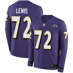 Limited Youth Alex Lewis Purple Jersey - #72 Football Baltimore Ravens Therma Long Sleeve