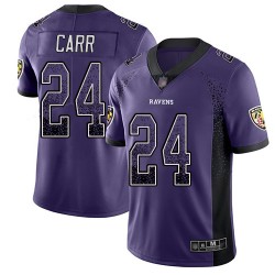 Limited Youth Brandon Carr Purple Jersey - #24 Football Baltimore Ravens Rush Drift Fashion