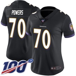 Limited Women's Ben Powers Black Alternate Jersey - #70 Football Baltimore Ravens 100th Season Vapor Untouchable