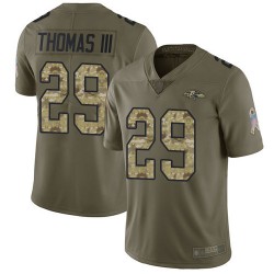 Limited Youth Earl Thomas III Olive/Camo Jersey - #29 Football Baltimore Ravens 2017 Salute to Service