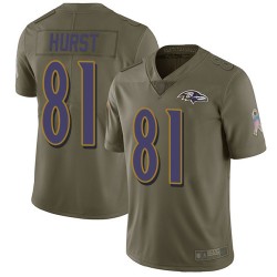 Limited Youth Hayden Hurst Olive Jersey - #81 Football Baltimore Ravens 2017 Salute to Service