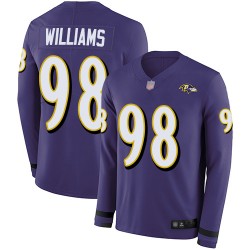 Limited Youth Brandon Williams Purple Jersey - #98 Football Baltimore Ravens Therma Long Sleeve