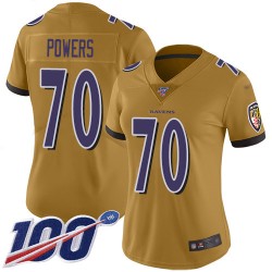 Limited Women's Ben Powers Gold Jersey - #70 Football Baltimore Ravens 100th Season Inverted Legend