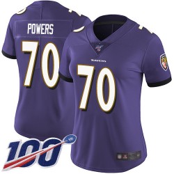 Limited Women's Ben Powers Purple Home Jersey - #70 Football Baltimore Ravens 100th Season Vapor Untouchable