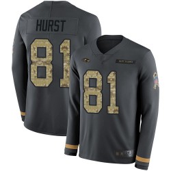 Limited Youth Hayden Hurst Black Jersey - #81 Football Baltimore Ravens Salute to Service Therma Long Sleeve