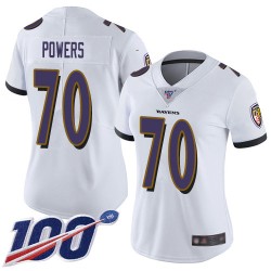Limited Women's Ben Powers White Road Jersey - #70 Football Baltimore Ravens 100th Season Vapor Untouchable