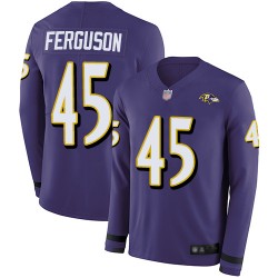 Limited Youth Jaylon Ferguson Purple Jersey - #45 Football Baltimore Ravens Therma Long Sleeve