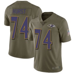 Limited Youth James Hurst Olive Jersey - #74 Football Baltimore Ravens 2017 Salute to Service