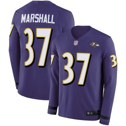 Limited Youth Iman Marshall Purple Jersey - #37 Football Baltimore Ravens Therma Long Sleeve
