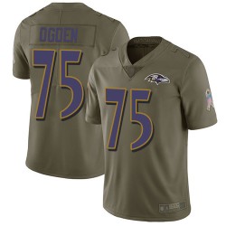 Limited Youth Jonathan Ogden Olive Jersey - #75 Football Baltimore Ravens 2017 Salute to Service