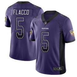 Limited Youth Joe Flacco Purple Jersey - #5 Football Baltimore Ravens Rush Drift Fashion