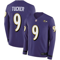Limited Youth Justin Tucker Purple Jersey - #9 Football Baltimore Ravens Therma Long Sleeve