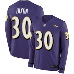 Limited Youth Kenneth Dixon Purple Jersey - #30 Football Baltimore Ravens Therma Long Sleeve