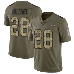 Limited Youth Justin Bethel Olive/Camo Jersey - #28 Football Baltimore Ravens 2017 Salute to Service