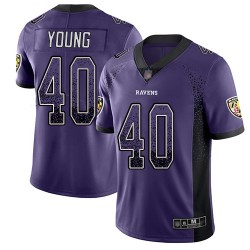 Limited Youth Kenny Young Purple Jersey - #40 Football Baltimore Ravens Rush Drift Fashion