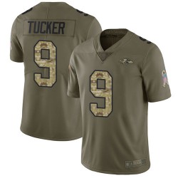 Limited Youth Justin Tucker Olive/Camo Jersey - #9 Football Baltimore Ravens 2017 Salute to Service
