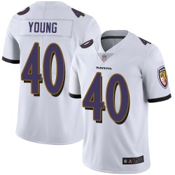 Limited Youth Kenny Young White Road Jersey - #40 Football Baltimore Ravens Vapor Untouchable