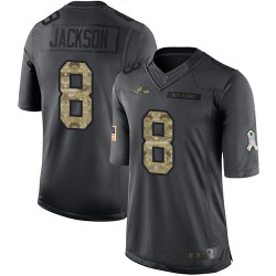Limited Youth Lamar Jackson Black Jersey - #8 Football Baltimore Ravens 2016 Salute to Service