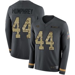Limited Youth Marlon Humphrey Black Jersey - #44 Football Baltimore Ravens Salute to Service Therma Long Sleeve