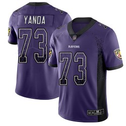 Limited Youth Marshal Yanda Purple Jersey - #73 Football Baltimore Ravens Rush Drift Fashion