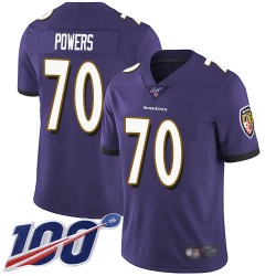 Limited Men's Ben Powers Purple Home Jersey - #70 Football Baltimore Ravens 100th Season Vapor Untouchable