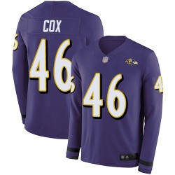 Limited Youth Morgan Cox Purple Jersey - #46 Football Baltimore Ravens Therma Long Sleeve