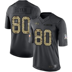 Limited Youth Miles Boykin Black Jersey - #80 Football Baltimore Ravens 2016 Salute to Service